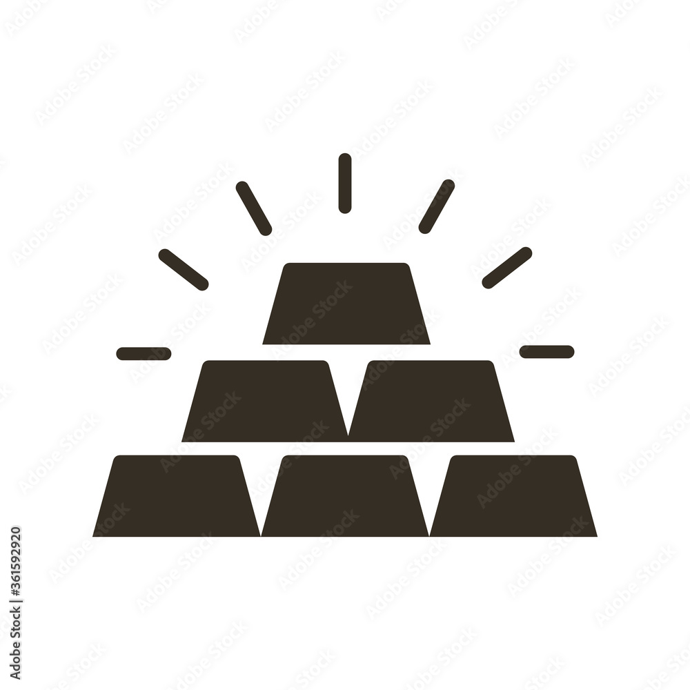 golden ingots silhouette style icon golden ingots silhouette style icon