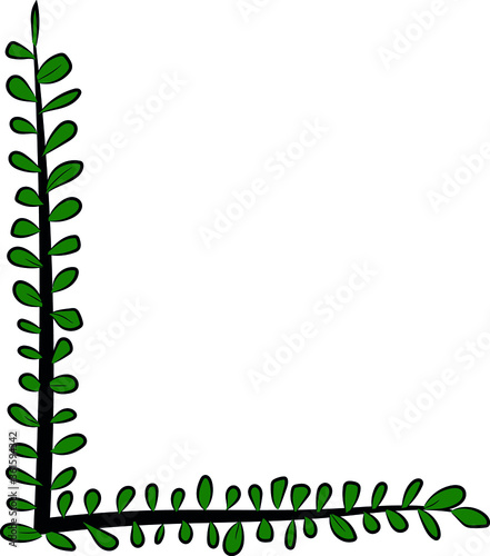 Obraz na płótnie Vector image. Hand-drawn brush letter L. Part of the English alphabet. Black tree branch and bright juicy green foliage. Leaves of a Bush. The summer mood. Calligraphy and lettering. Eco, nature theme w salonie
