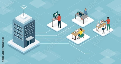 Business company managing telework online