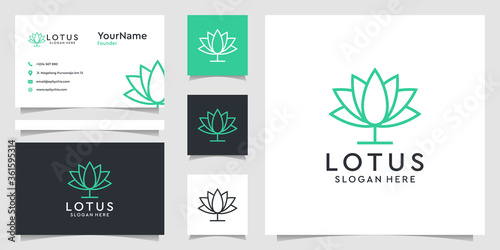 Lotus flower logo design with line art style. logos can be used for spa, beauty salon, decoration, boutique, and business card