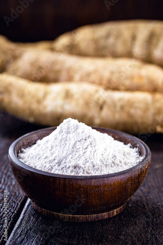 Brazilian cassava flour, called polvilho, cassava starch, carimã or gum, is the starch of cassava.