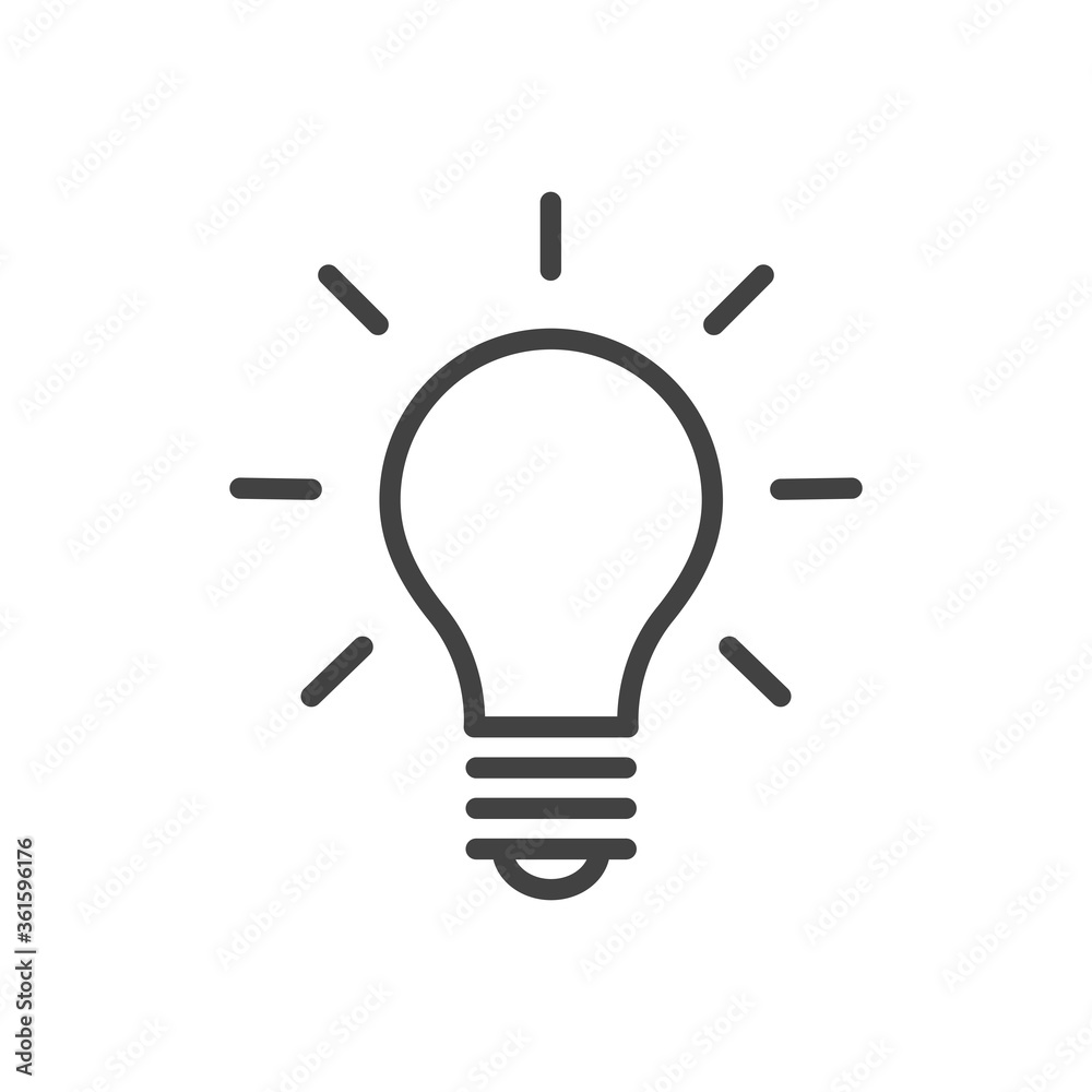 Light bulb icon. Ideas, solution, electricity symbol. Vector Illustration.