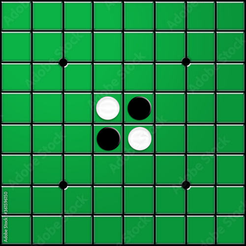Obraz na plátně Presenting the board game Reversi or Otello White and black point positioning To