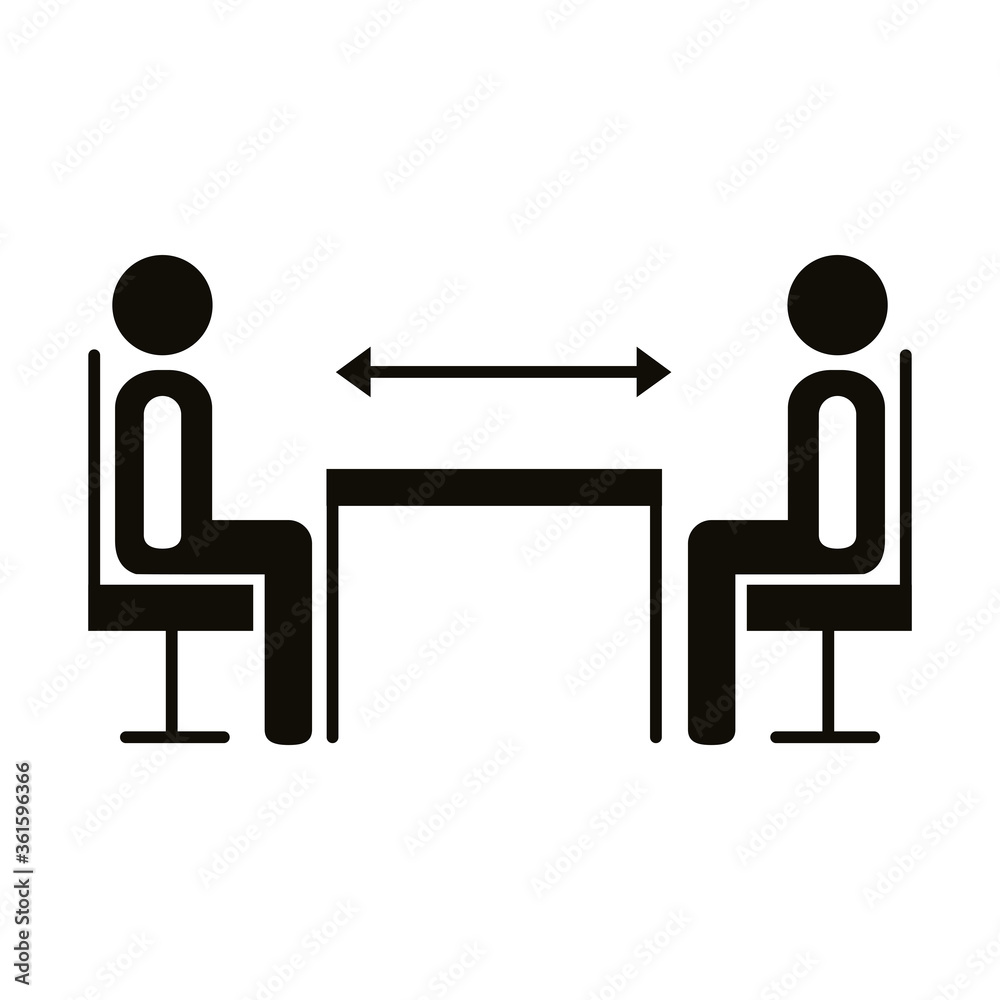 humans distance social in dinner table silhouette style icon humans distance social in dinner table silhouette style icon