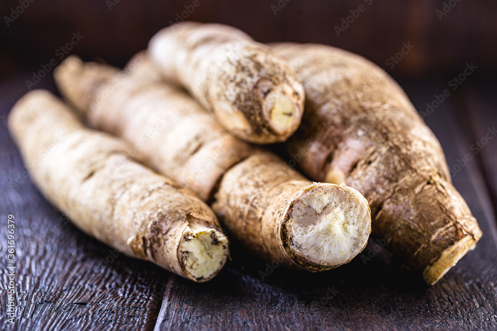 Brazilian manioc, a vegetable used in Brazilian cuisine, called macaxeira, Brazilian manioc, a vegetable used in Brazilian cuisine, called macaxeira,