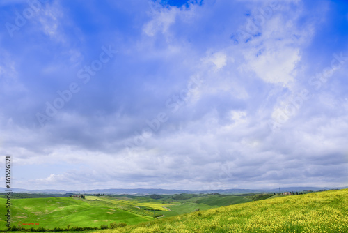 Tuscan countryside with predominant sky