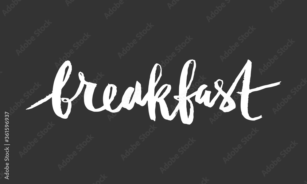 Obraz premium Breakfast vector hand drawn lettering