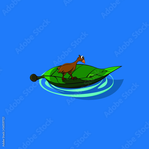 hungry poultry hunt a caterpillar vector illustration