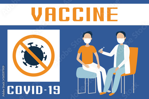 Coronavirus immunization. Cartoon style. Vector illustration.