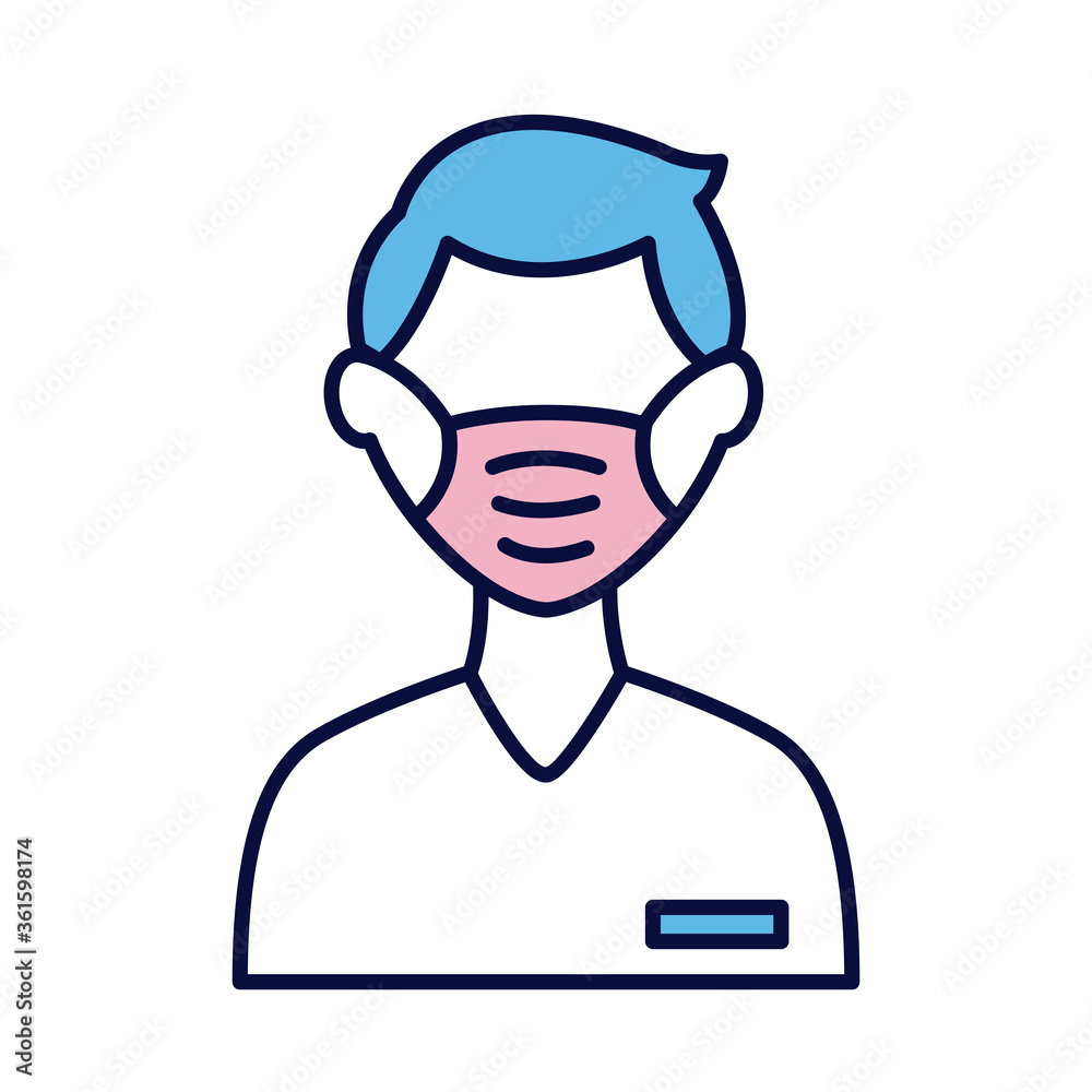 male wearing medical mask line and fill style icon male wearing medical mask line and fill style icon