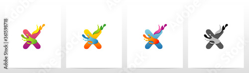 Colorful Splashes On Letter Logo Design X photo