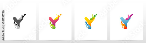 Colorful Splashes On Letter Logo Design Y