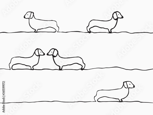 simple childish hand drawn dog continuous line art seamless pattern for background
