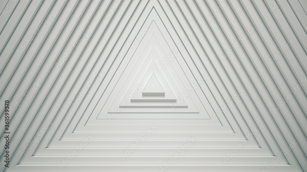 Fototapeta Abstract triangles pattern with offset effect. Animation of white blank triangles. Abstract background for business presentation. 3d illustration