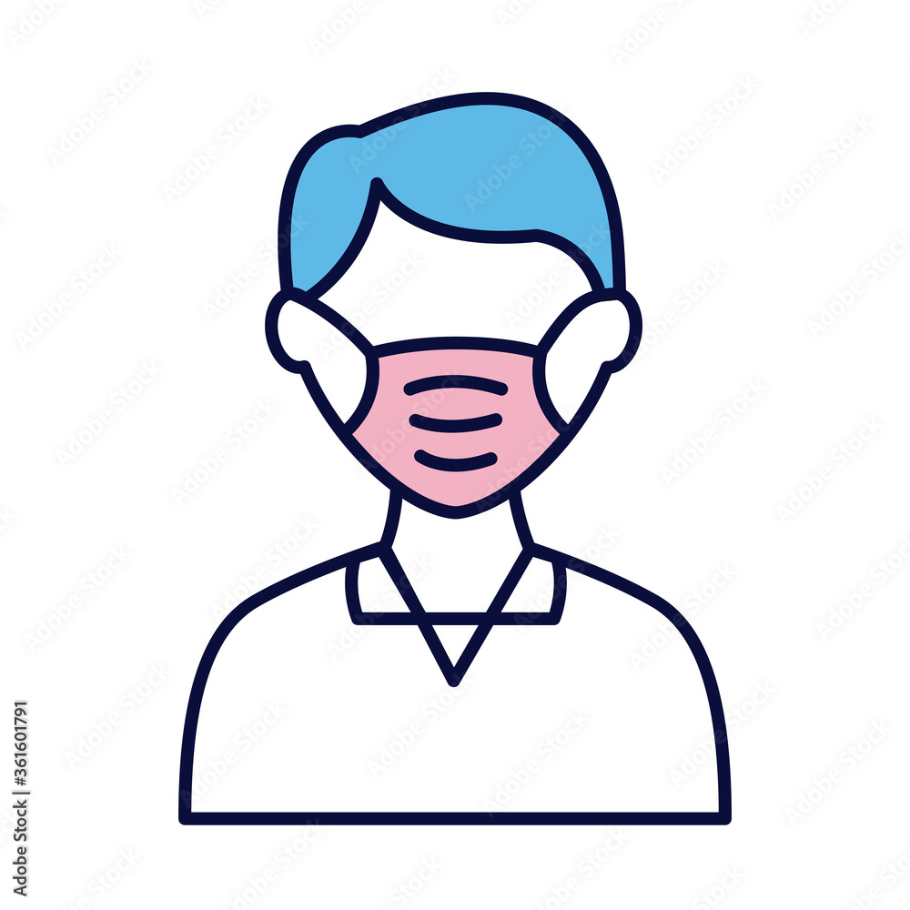 male wearing medical mask line and fill style icon