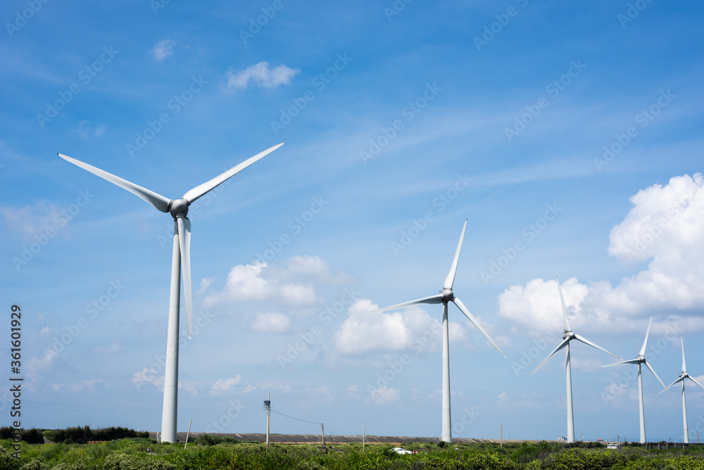 wind turbine in blue sky