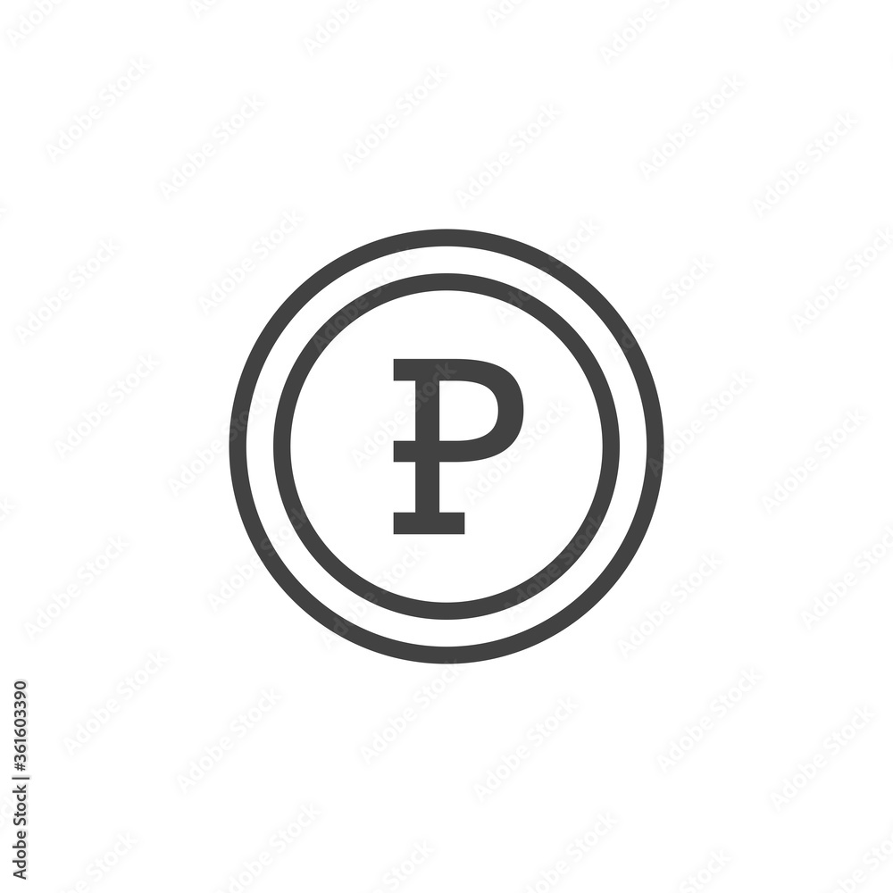 Ruble coin outline icon. Vector Illustration. Ruble coin outline icon. Vector Illustration.