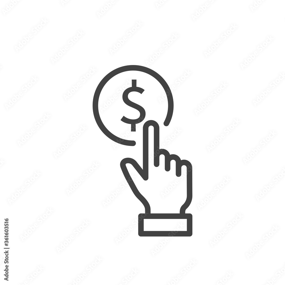 Dollar coin and hand icon. Vector Illustration. Dollar coin and hand icon. Vector Illustration.