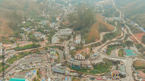Aerial view of the city of Munnar in Kerala. India.