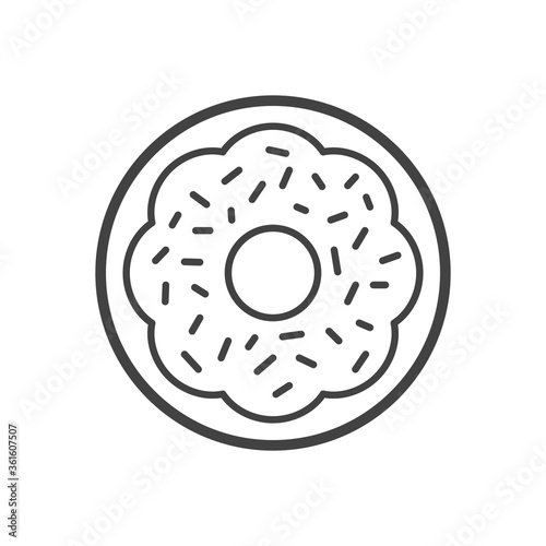 Donut outline icon. Thin line black donuts. Vector Illustration.