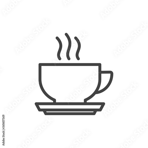 Coffee cup outline icon. Vector Illustration.