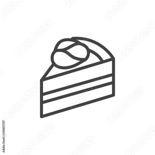 Piece of cake outline icon. Vector Illustration.