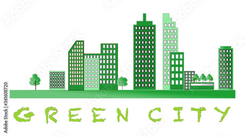 Green city save world concept with vector illustrator.