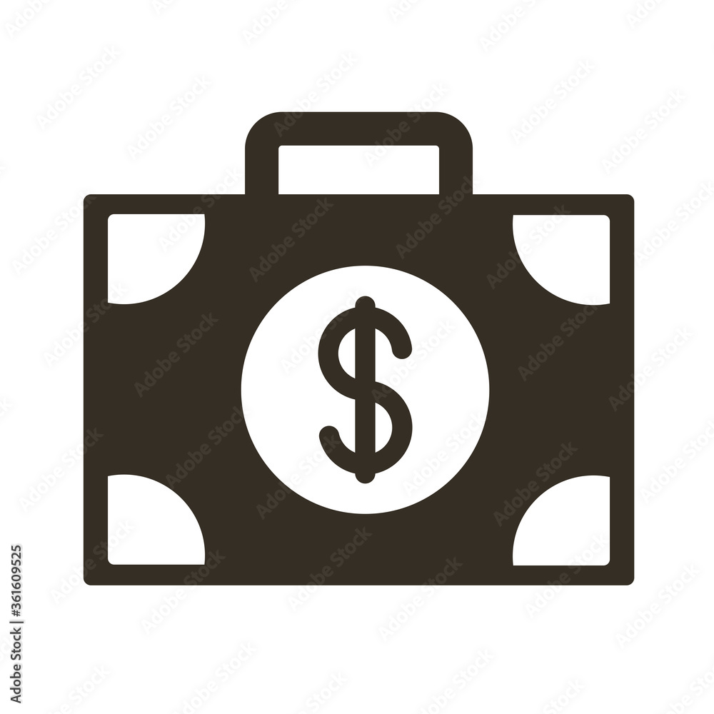 portfolio with money dollars silhouette style icon portfolio with money dollars silhouette style icon