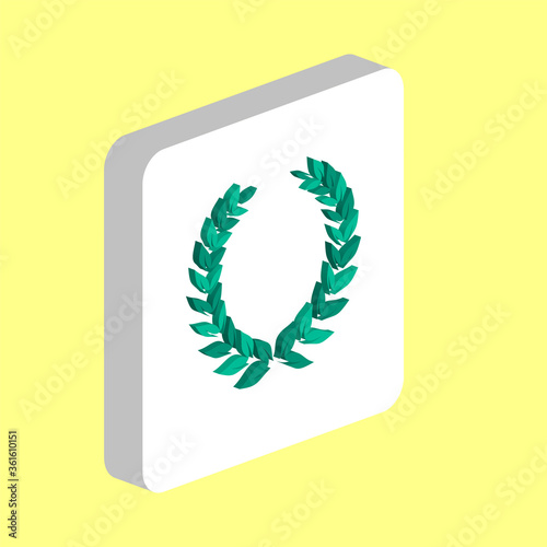 Winner Wreath Simple vector icon. Illustration symbol design template for web mobile UI element. Perfect color isometric pictogram on 3d white square. Winner Wreath icons for business project.