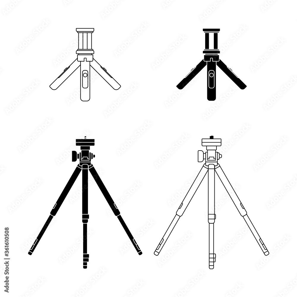 Set object of Camera Tripod vector illustration Set object of Camera Tripod vector illustration