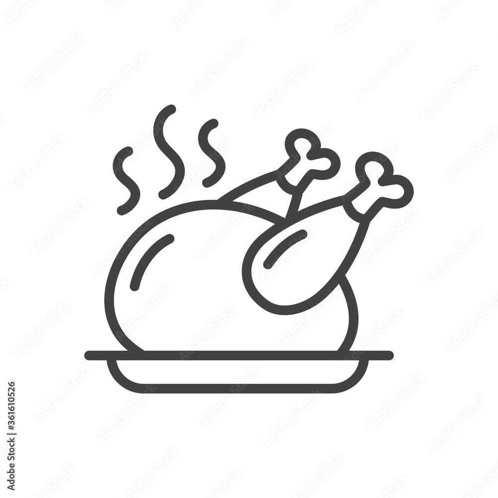Fototapeta premium Fried chicken outline icon. Vector Illustration.