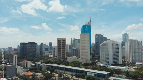 Aerial panorama of the city center with skyscrapers Jakarta. Indonesia. © Довидович Михаил