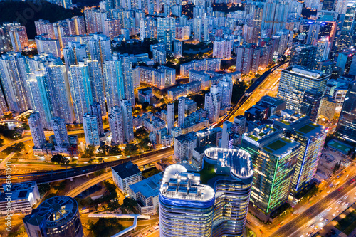 Aerial view of Hong Kong city