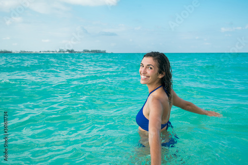 Woman Smiling in Tropical Water