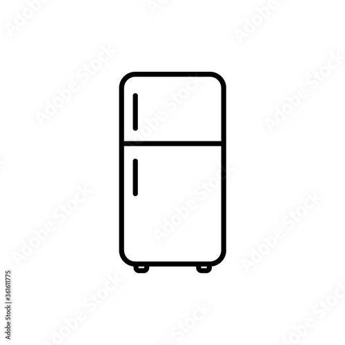 Fridge icon in outline style. Vector illustration on withe background. Isolated.