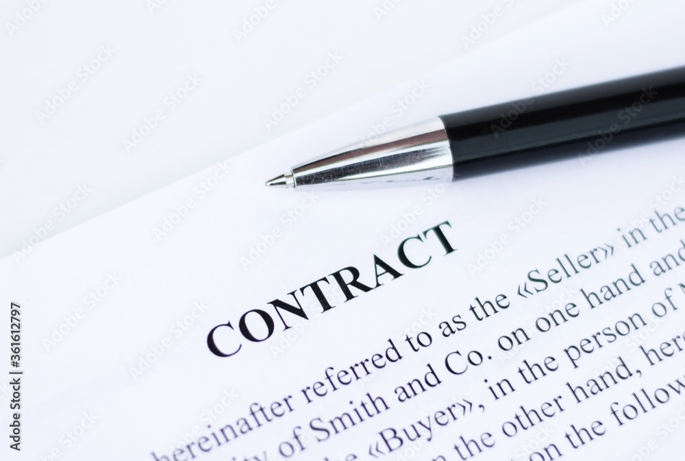 Pen on contract paper. Contracts. Business concept Pen on contract paper. Contracts. Business concept