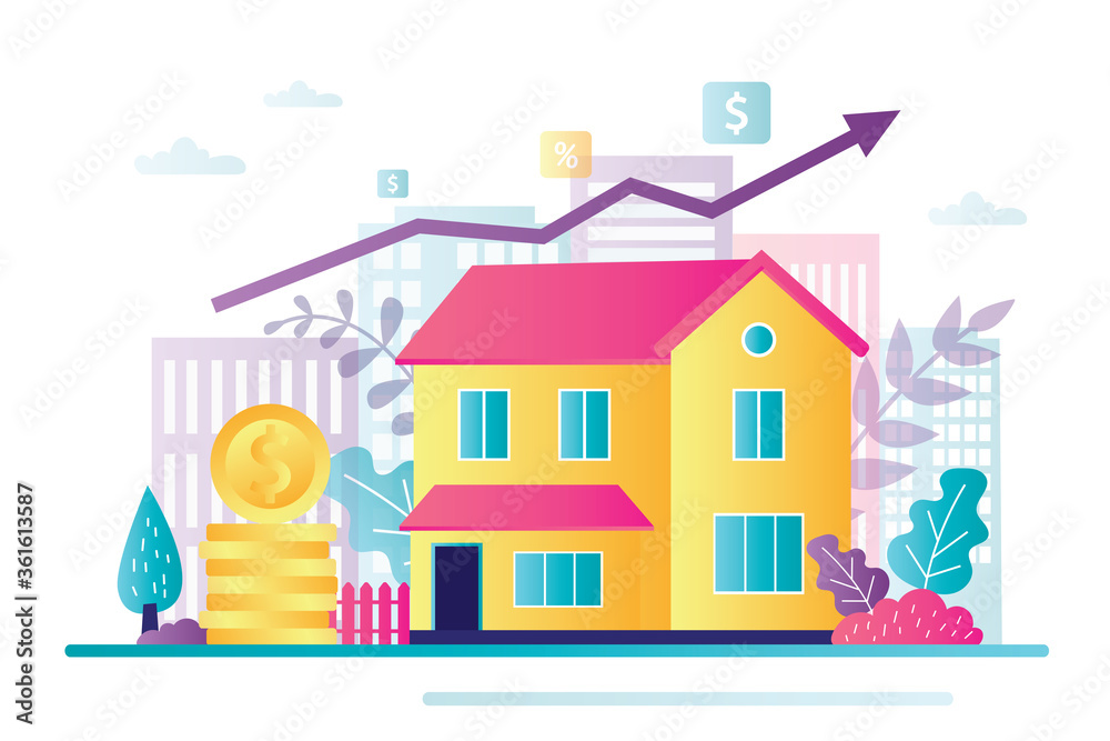 Fototapeta premium Saving money for real estate investing. Investment concept. Buying a property, capital increase. Rental income, house loan