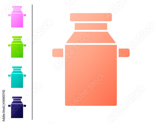 Coral Can container for milk icon isolated on white background. Set color icons. Vector.