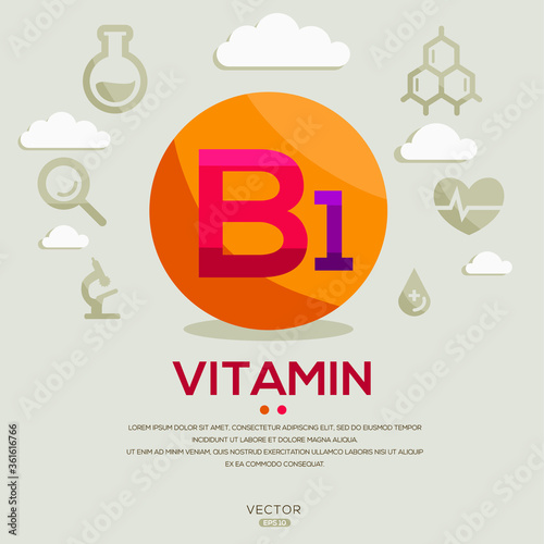 creative (vitamin_ B1 ) design ,contains letters and icons,Vector illustration.