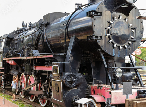 Technique of the past. Vintage steam train.