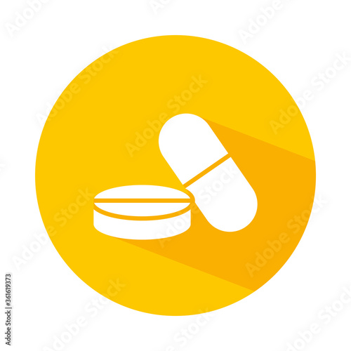 medication pill and capsule icon, block style