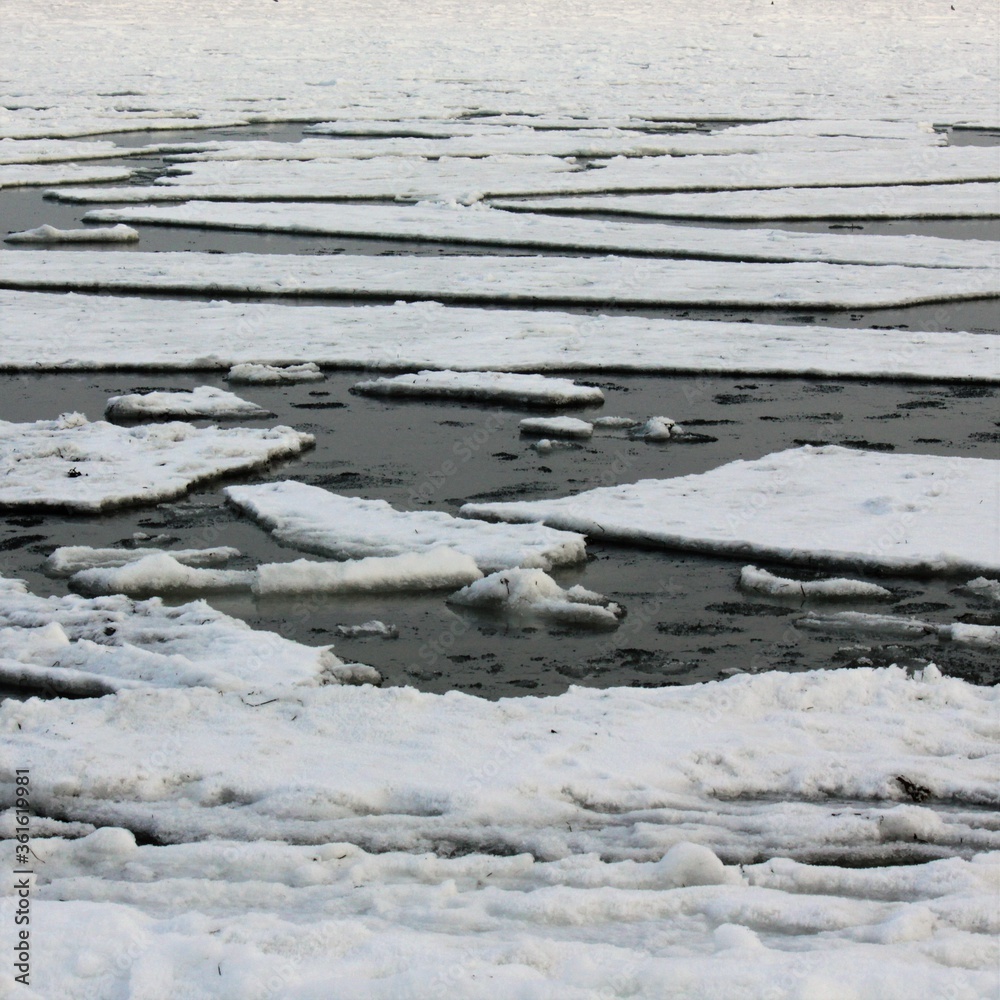 Hard winter with ice on the river Hard winter with ice on the river