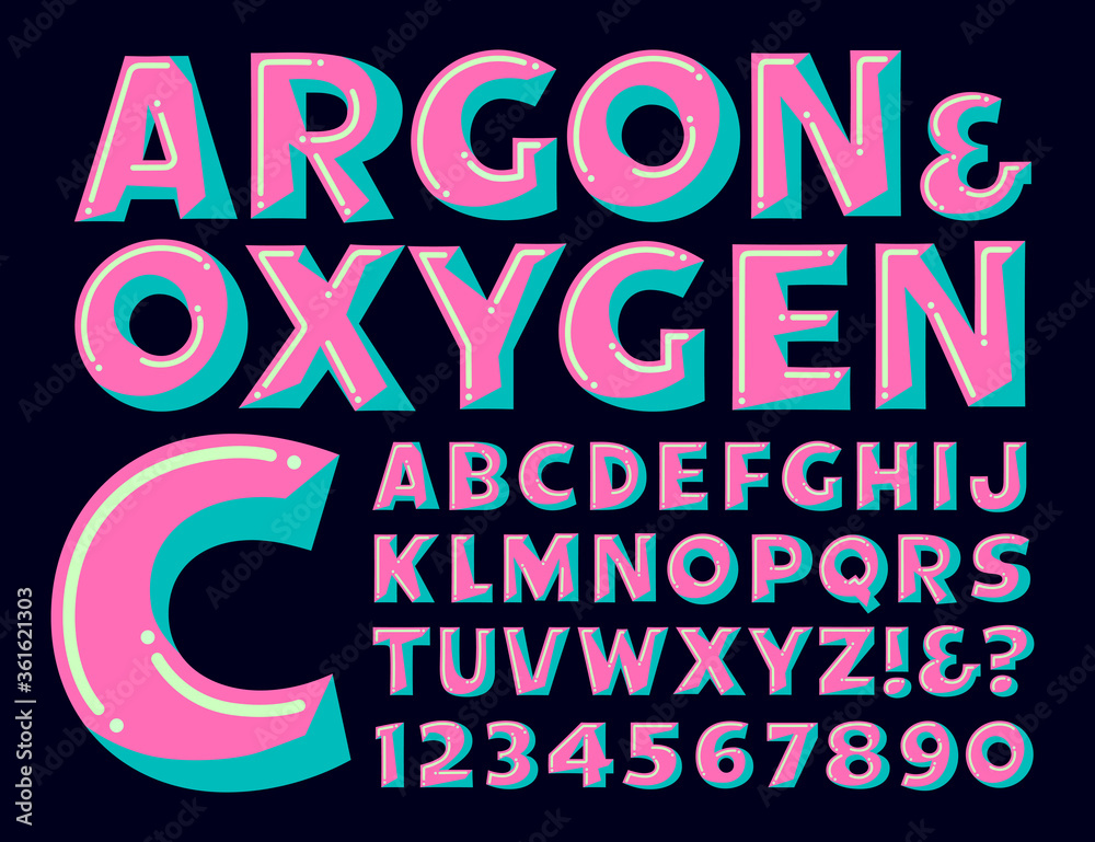 A Fun and Whimsical Alphabet; This Lettering Design is Bright and Saturated, and is Suggestive of Birthday Parties and Festive Occasions