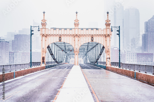 Smithfield Bridge in the winter in Pittsburgh
