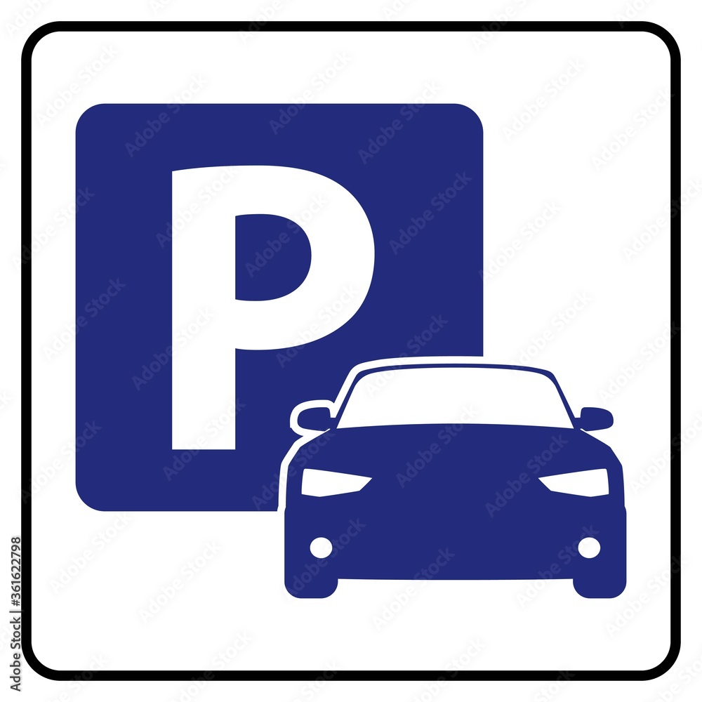 Car Park icon using Blue and White Background drawing by illustration,Parking allowed only for car symbol-Vector Car Park icon using Blue and White Background drawing by illustration,Parking allowed only for car symbol-Vector