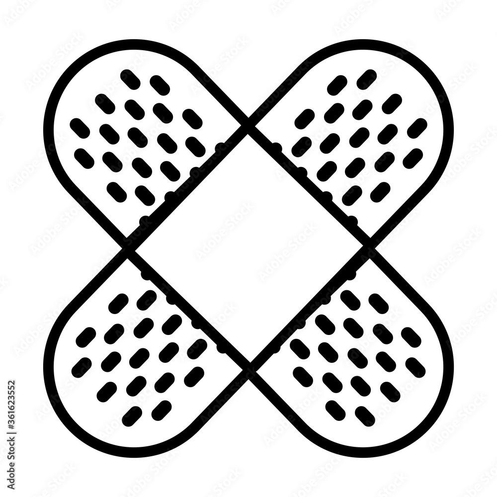 crossed band aids icon, line style crossed band aids icon, line style