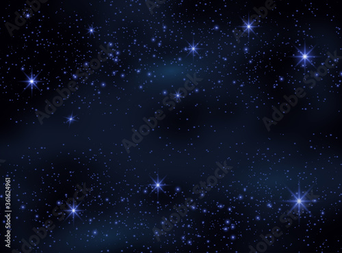 Magic Space. Fairy Dust. Infinity. Abstract Universe Background. Blue Gog and Shining Stars. Vector illustration photo