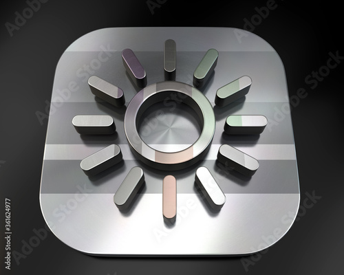 3d brushed metal sun icon