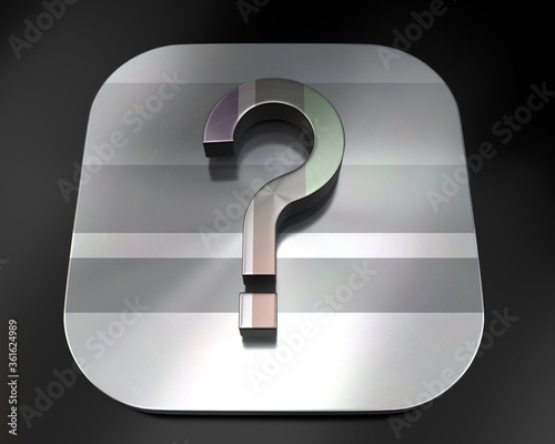 3d brushed metal interrogation point icon