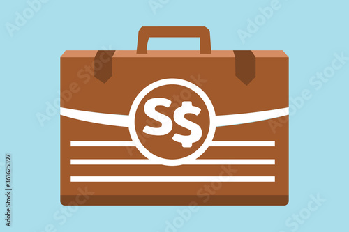 Singapore Dollar Money inside case box vector icon logo illustration and design. Singapore currency, business, payment and finance element. EPS 10 Vector illustration. Can be used for web, mobile,